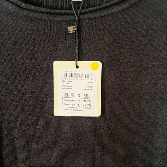 Koton Black Round Neck Pullover Lightweight Sweater NEW Size XS - Picture 4 of 9